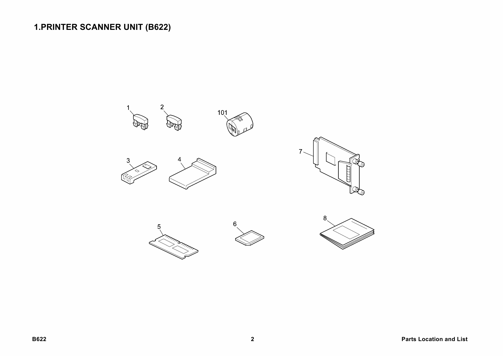 RICOH Options B622 SCANNER-UNIT-TYPE-2018 Parts Catalog PDF download-2